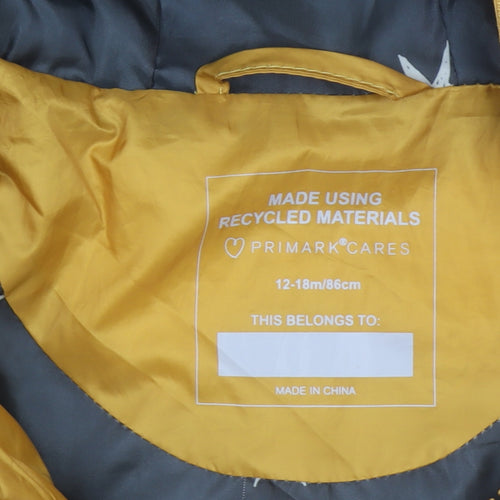 Primark Unisex Baby Yellow Puffer Jacket 12-18 Months Hooded Lightweight Coat