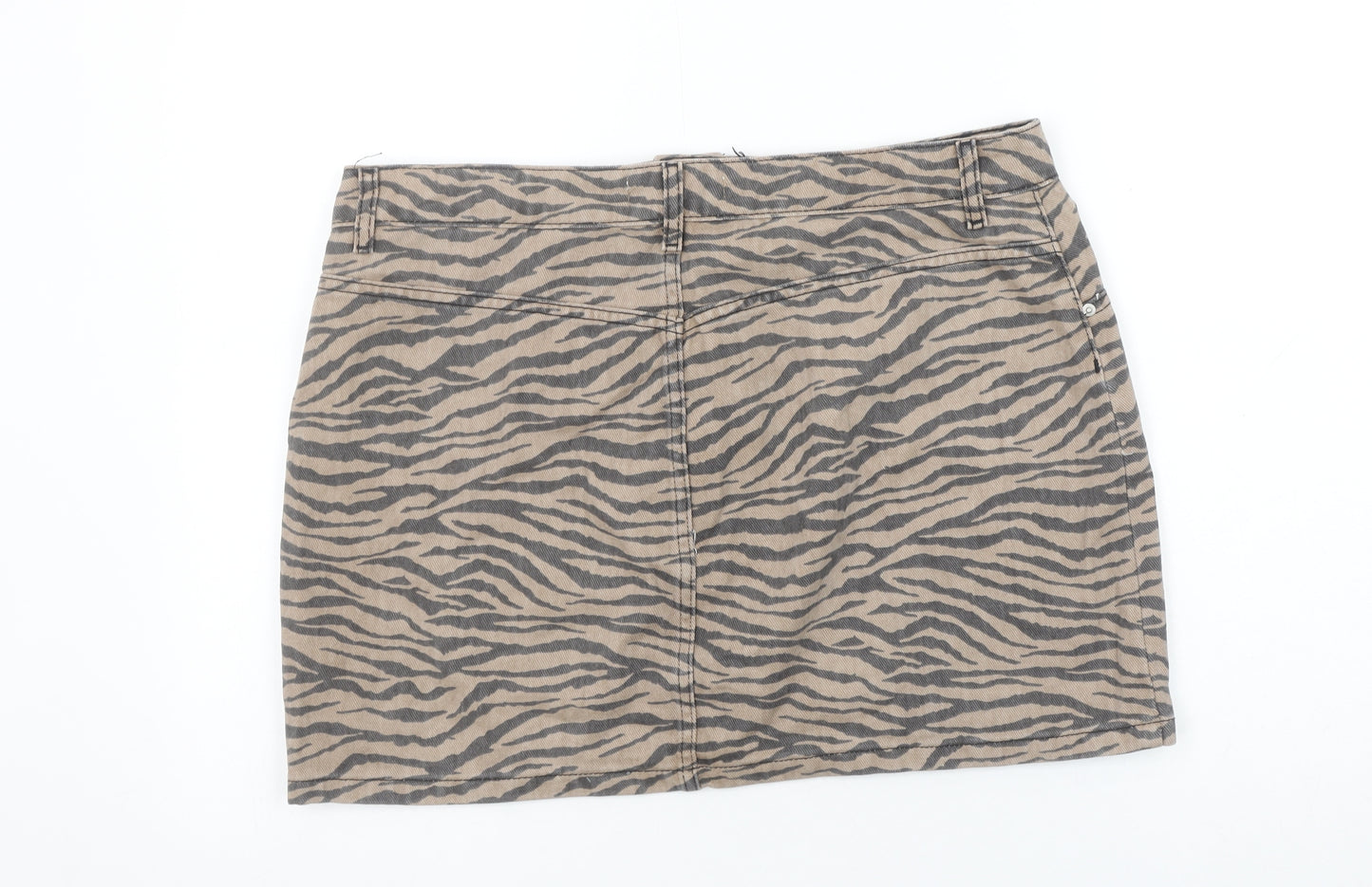 Denim Co. Womens Beige Animal Print Short Denim Skirt Size 16