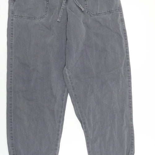 Primark Women's Grey Cotton Jogger Trousers Size 10 Elastic Waist