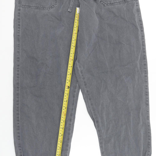 Primark Women's Grey Cotton Jogger Trousers Size 10 Elastic Waist