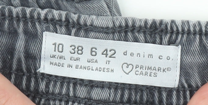 Primark Women's Grey Cotton Jogger Trousers Size 10 Elastic Waist