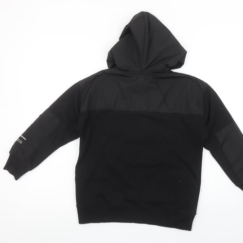 Zara Boys Black 9 Years Half Zip Hoodie with Front Pocket and Hood