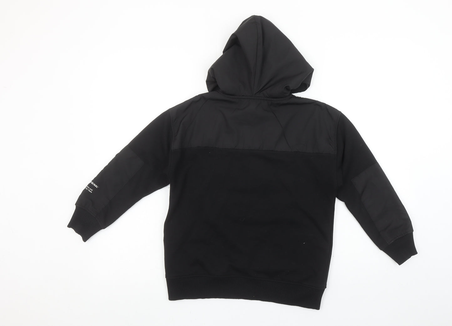 Zara Boys Black 9 Years Half Zip Hoodie with Front Pocket and Hood