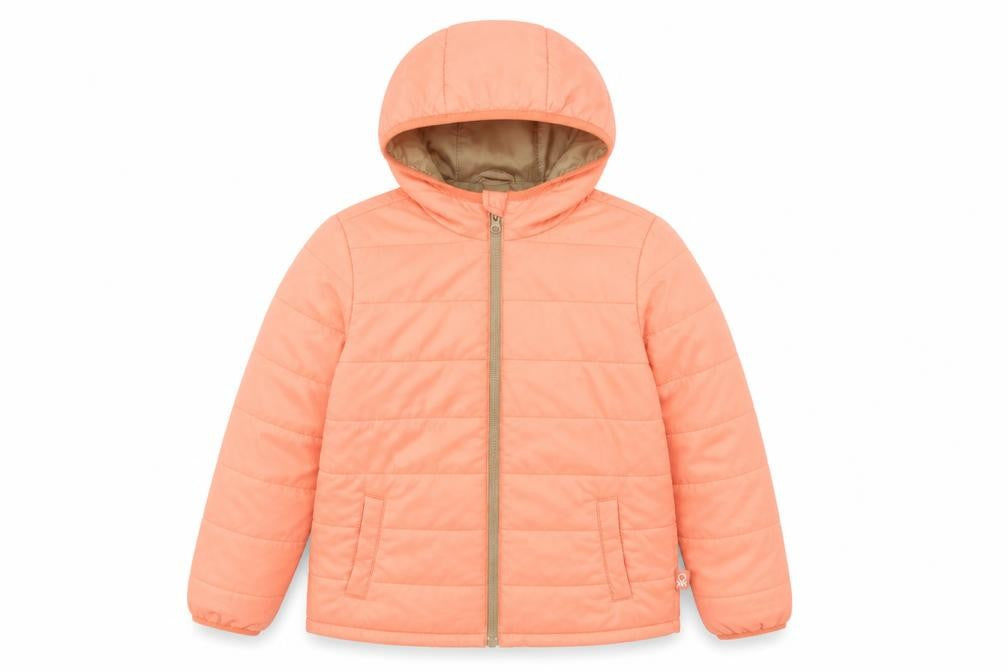 United Colors of Benetton Girls Orange Hooded Puffer Jacket 9-10 Years