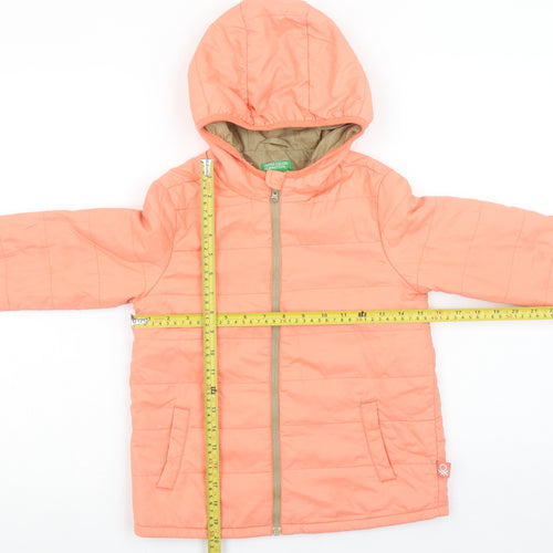 United Colors of Benetton Girls Orange Hooded Puffer Jacket 9-10 Years