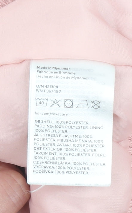 H&M Girls Pink Bomber Jacket 6-7 Years Polyester Lined Zip Pocket Casual