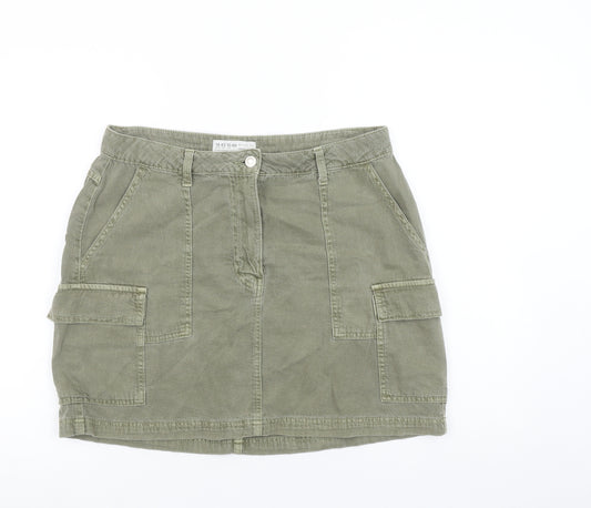 Primark Women Green Cotton Cargo Mini Skirt Size 14