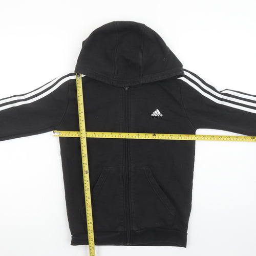 Adidas Boys Black Full Zip Hoodie 12 Years Cotton Blend