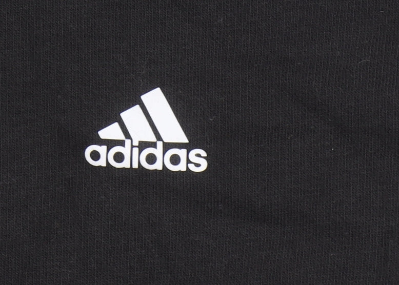 Adidas Boys Black Full Zip Hoodie 12 Years Cotton Blend
