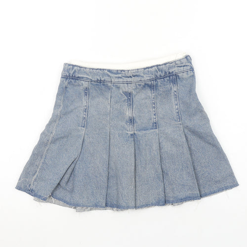 Marks and Spencer Girls Blue Denim Pleated Skirt 9-10 Years