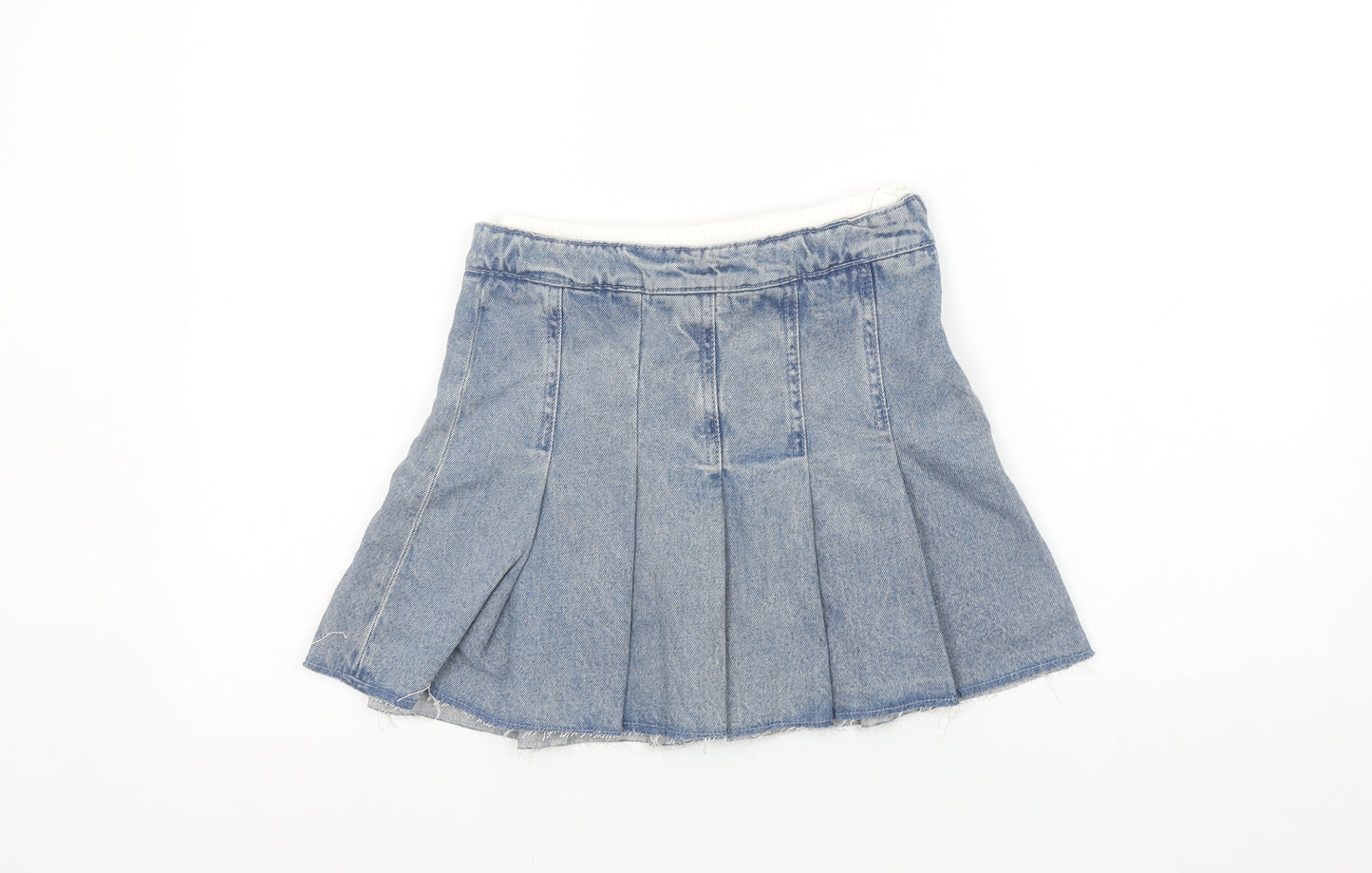 Marks and Spencer Girls Blue Denim Pleated Skirt 9-10 Years