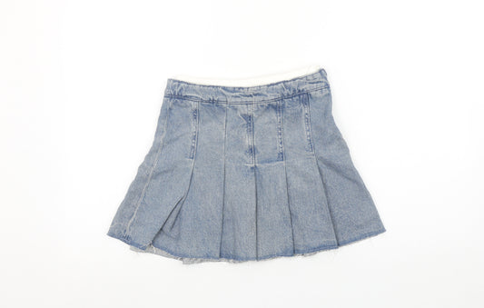 Marks and Spencer Girls Blue Denim Pleated Skirt 9-10 Years