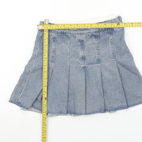 Marks and Spencer Girls Blue Denim Pleated Skirt 9-10 Years