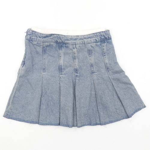 Marks and Spencer Girls Blue Denim Pleated Skirt 9-10 Years