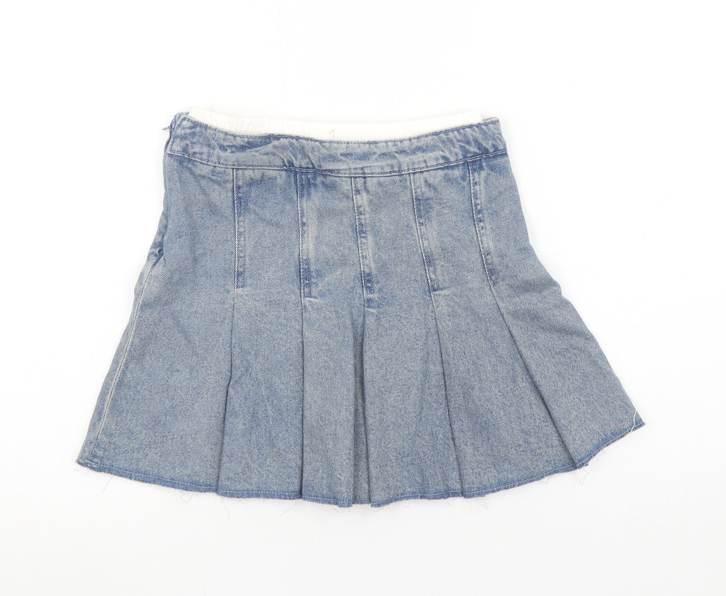 Marks and Spencer Girls Blue Denim Pleated Skirt 9-10 Years