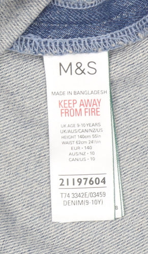 Marks and Spencer Girls Blue Denim Pleated Skirt 9-10 Years