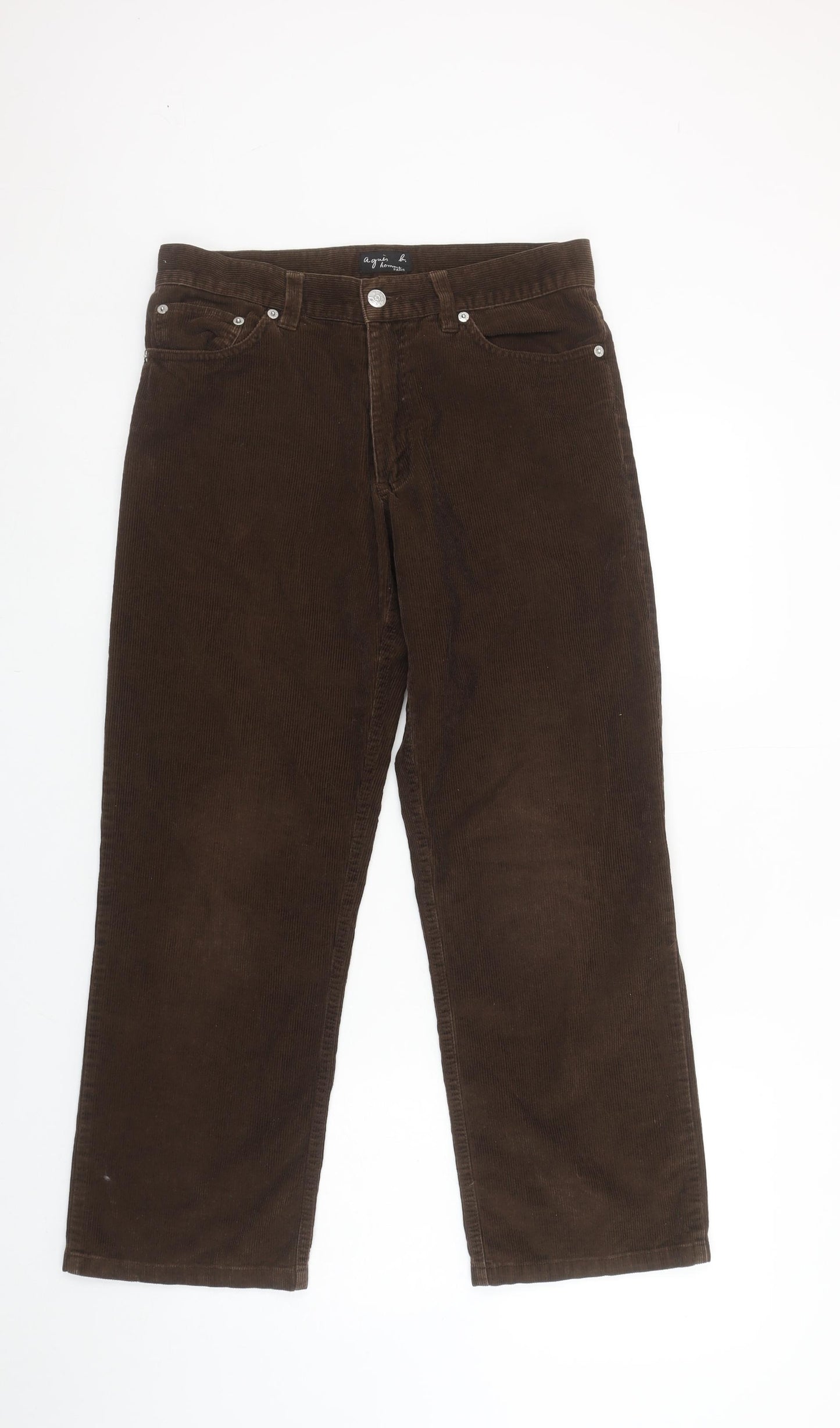 Agnès b. Women Brown Corduroy Straight Trousers Size 12