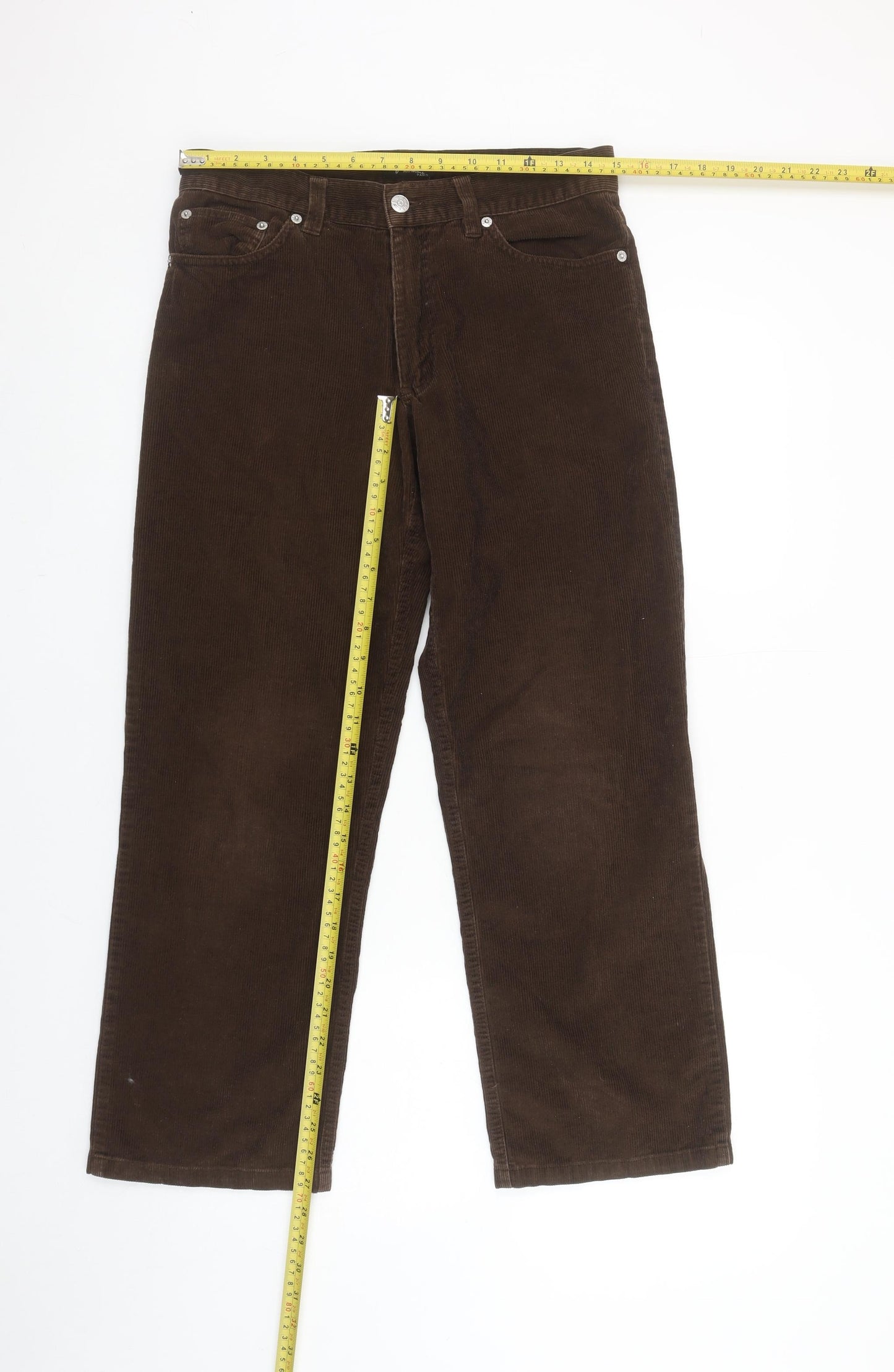Agnès b. Women Brown Corduroy Straight Trousers Size 12
