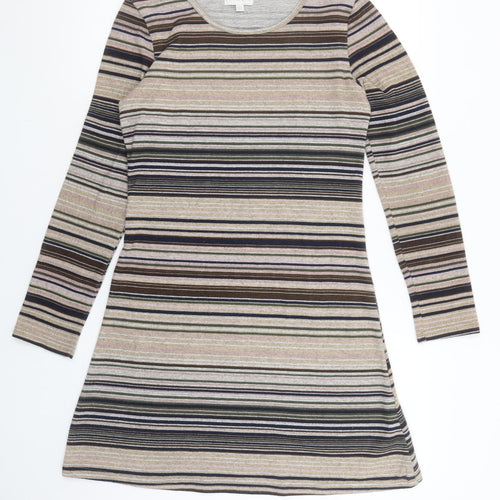 Apricot Women's Multicoloured Striped Knit A-Line Dress UK 10 Long Sleeve