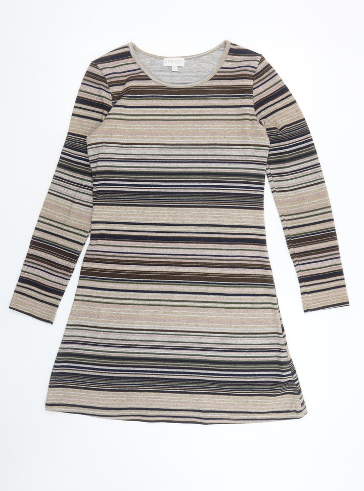 Apricot Women's Multicoloured Striped Knit A-Line Dress UK 10 Long Sleeve