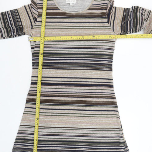 Apricot Women's Multicoloured Striped Knit A-Line Dress UK 10 Long Sleeve