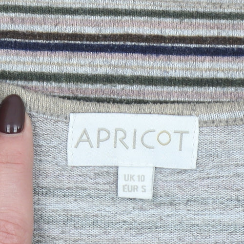 Apricot Women's Multicoloured Striped Knit A-Line Dress UK 10 Long Sleeve