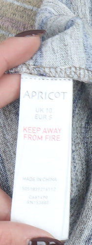 Apricot Women's Multicoloured Striped Knit A-Line Dress UK 10 Long Sleeve