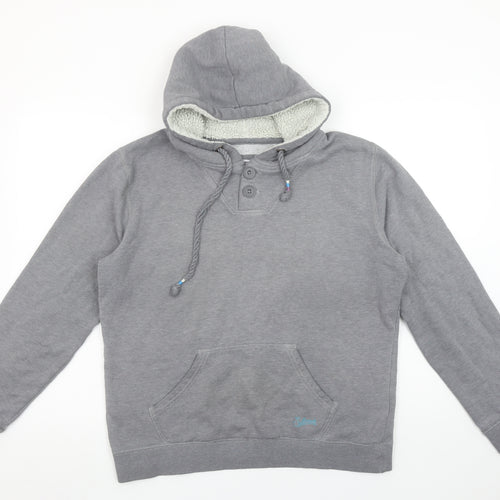 Saltrock Women Grey Henley Hoodie Size 14 with Kangaroo Pocket