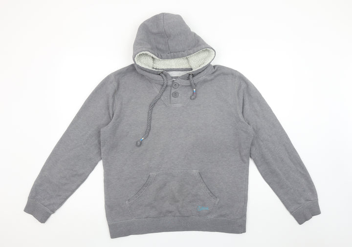 Saltrock Women Grey Henley Hoodie Size 14 with Kangaroo Pocket