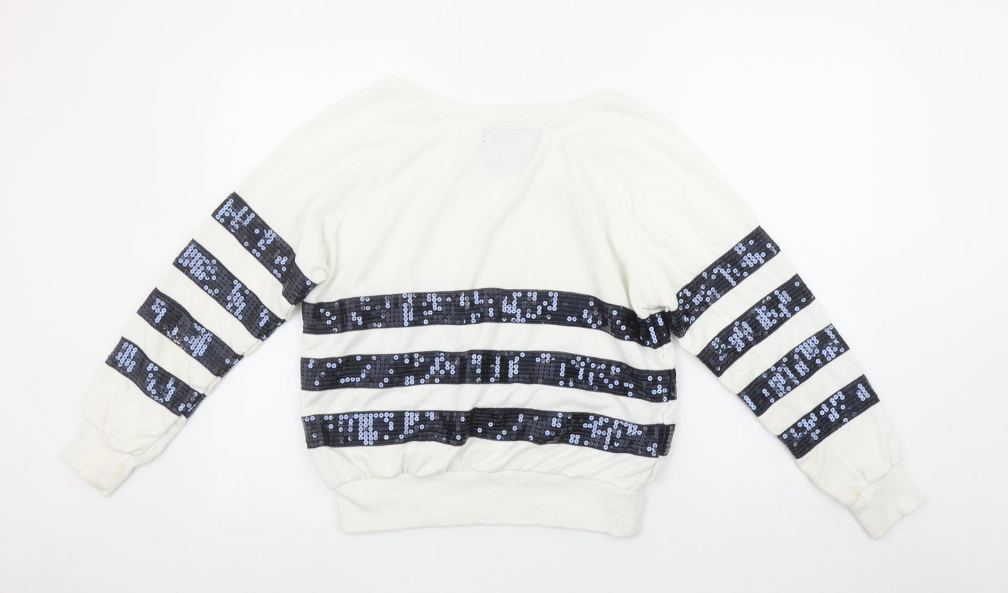 Next Women’s Ivory Sequin Stripe Pullover Sweatshirt Size 8