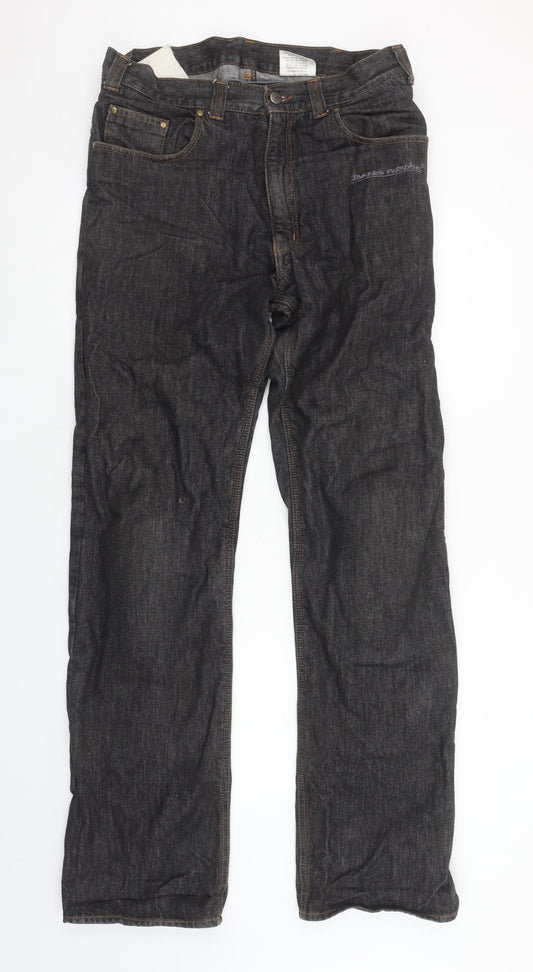 Bikers Paradise Men's Black Straight Denim Jeans W32 L34 Heavy Duty Cotton