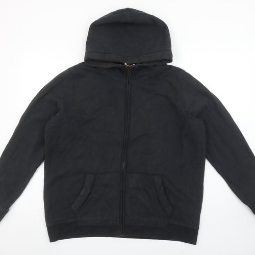 Fat Face Womens Black Full Zip Hoodie UK 16 Organic Cotton Casual