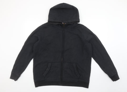 Fat Face Womens Black Full Zip Hoodie UK 16 Organic Cotton Casual