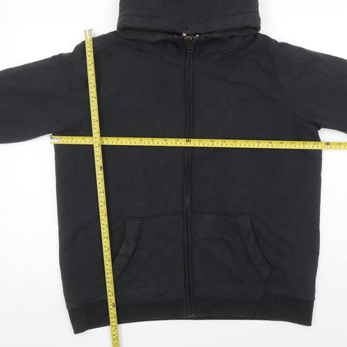 Fat Face Womens Black Full Zip Hoodie UK 16 Organic Cotton Casual