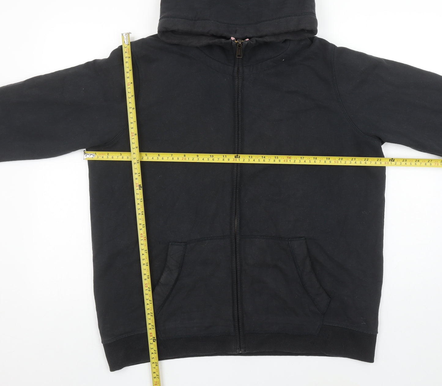 Fat Face Womens Black Full Zip Hoodie UK 16 Organic Cotton Casual