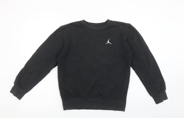 Jordan Boys Black Pullover Fleece Sweatshirt 12-13 Years Logo Crew Neck