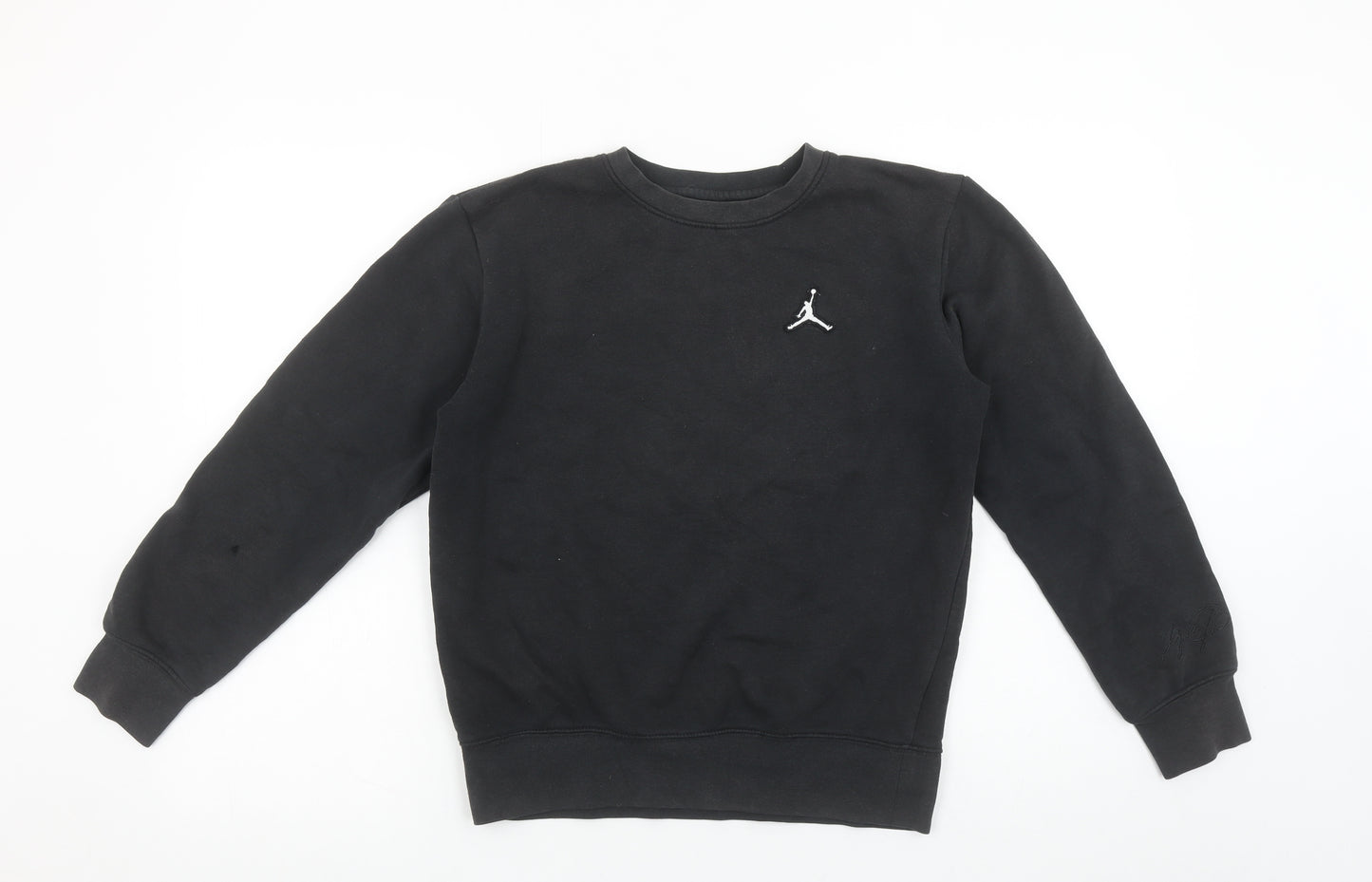 Jordan Boys Black Pullover Fleece Sweatshirt 12-13 Years Logo Crew Neck