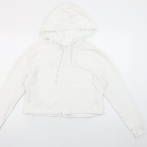 FILA Women White Small Pullover Hoodie Cotton Blend Casual