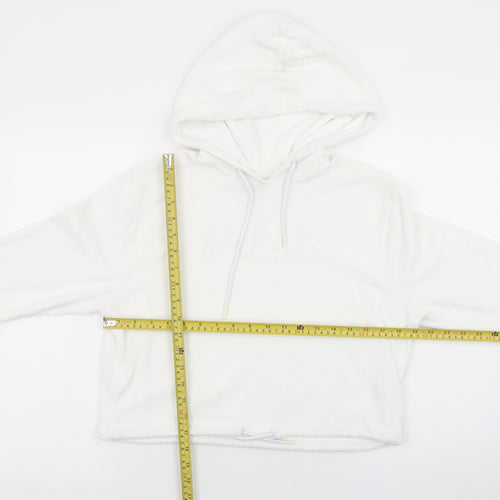 FILA Women White Small Pullover Hoodie Cotton Blend Casual