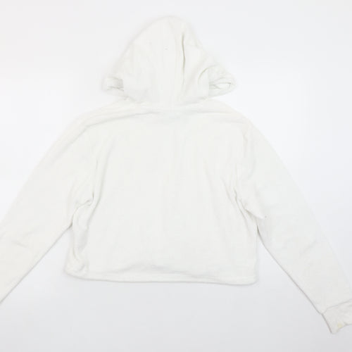 FILA Women White Small Pullover Hoodie Cotton Blend Casual