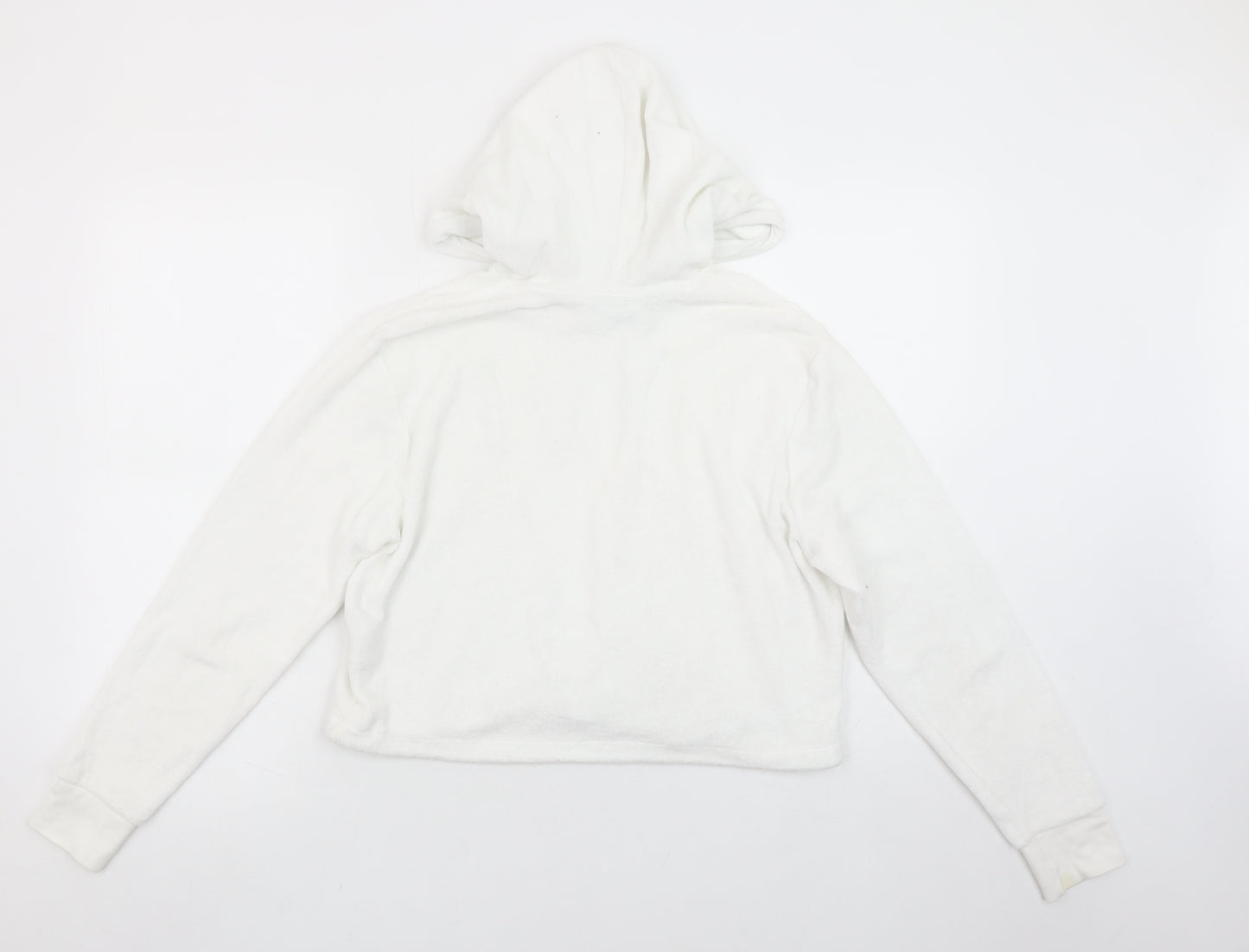FILA Women White Small Pullover Hoodie Cotton Blend Casual