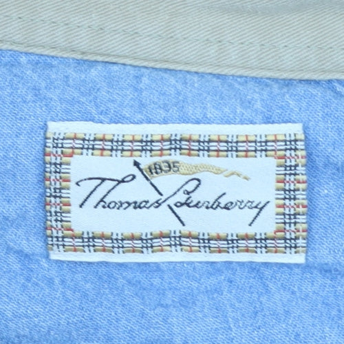 Thomas Burberry Men's Orange Cotton Collared Henley Sweatshirt XL