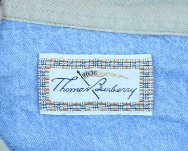 Thomas Burberry Men's Orange Cotton Collared Henley Sweatshirt XL