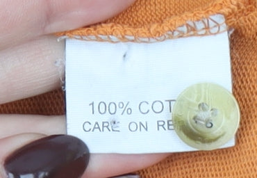 Thomas Burberry Men's Orange Cotton Collared Henley Sweatshirt XL