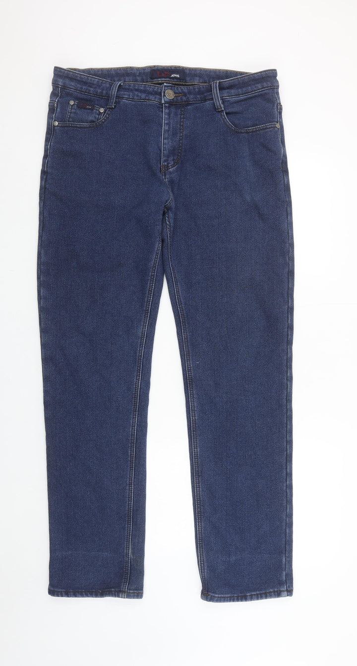 LUS Jeans Men Blue Straight Fit Denim 37W 33L Casual Regular