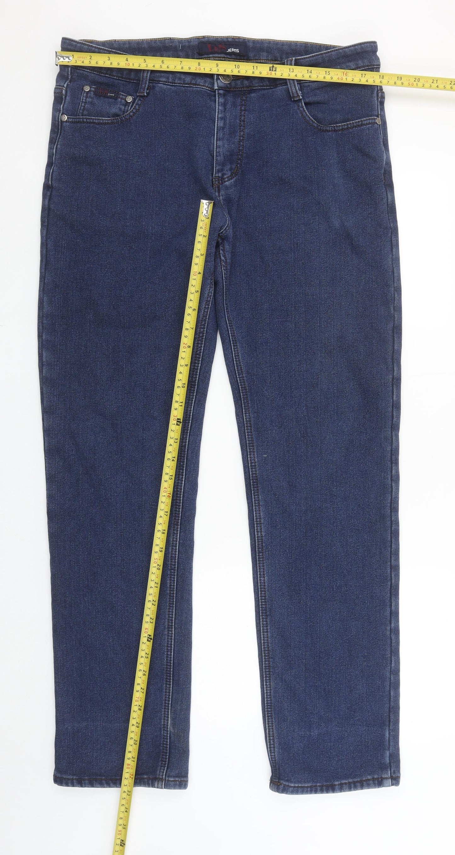LUS Jeans Men Blue Straight Fit Denim 37W 33L Casual Regular