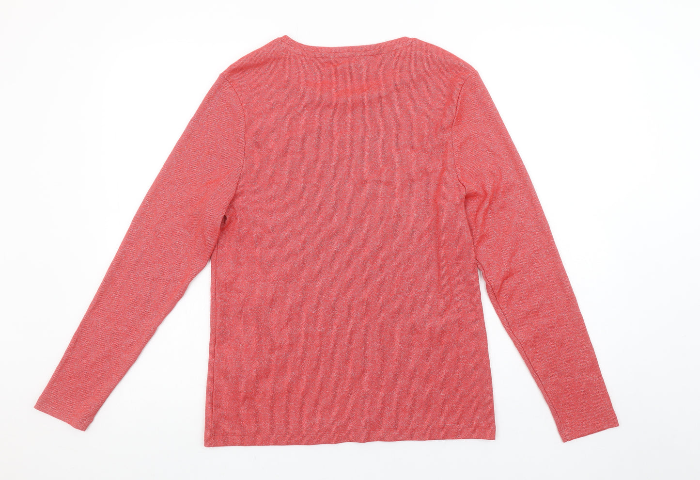 Marks and Spencer Women's Red Long Sleeve Cotton Blend T-Shirt Size 16