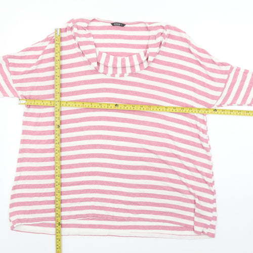 Roman Women Pink White Striped Jersey 3/4 Sleeve T-Shirt Size 14