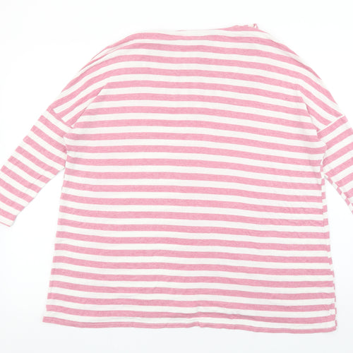Roman Women Pink White Striped Jersey 3/4 Sleeve T-Shirt Size 14