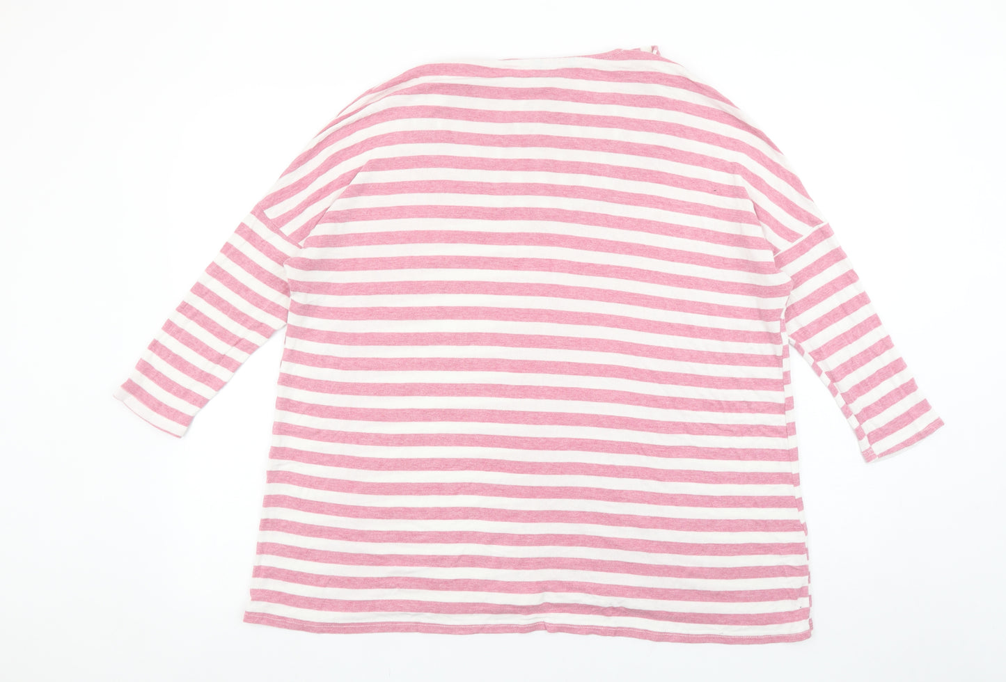 Roman Women Pink White Striped Jersey 3/4 Sleeve T-Shirt Size 14